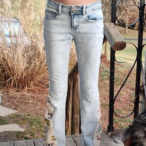 Light Blue Indigo Rein Women's Jeans with Cool Added Panels For 70s Vibe